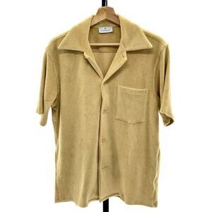 Gil Rodriguez Camel Terry Cloth Button Collared Oversized Tommy Shirt S MSRP 120